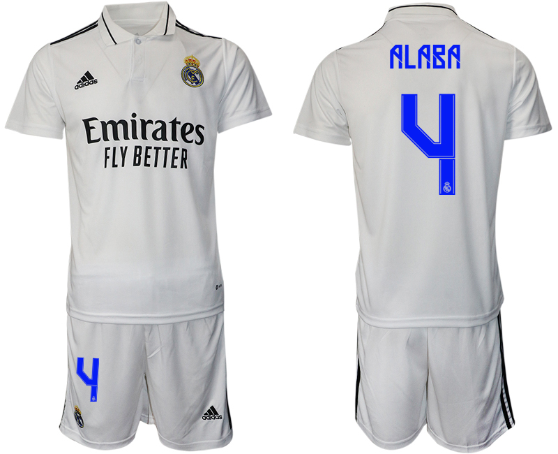 Men 2022-2023 Club Real Madrid home white #4 Adidas Soccer Jerseys->real madrid jersey->Soccer Club Jersey